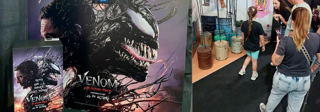 Activación de Venom El Último Baile con experiencia simbionte y photocall en centros comerciales de España